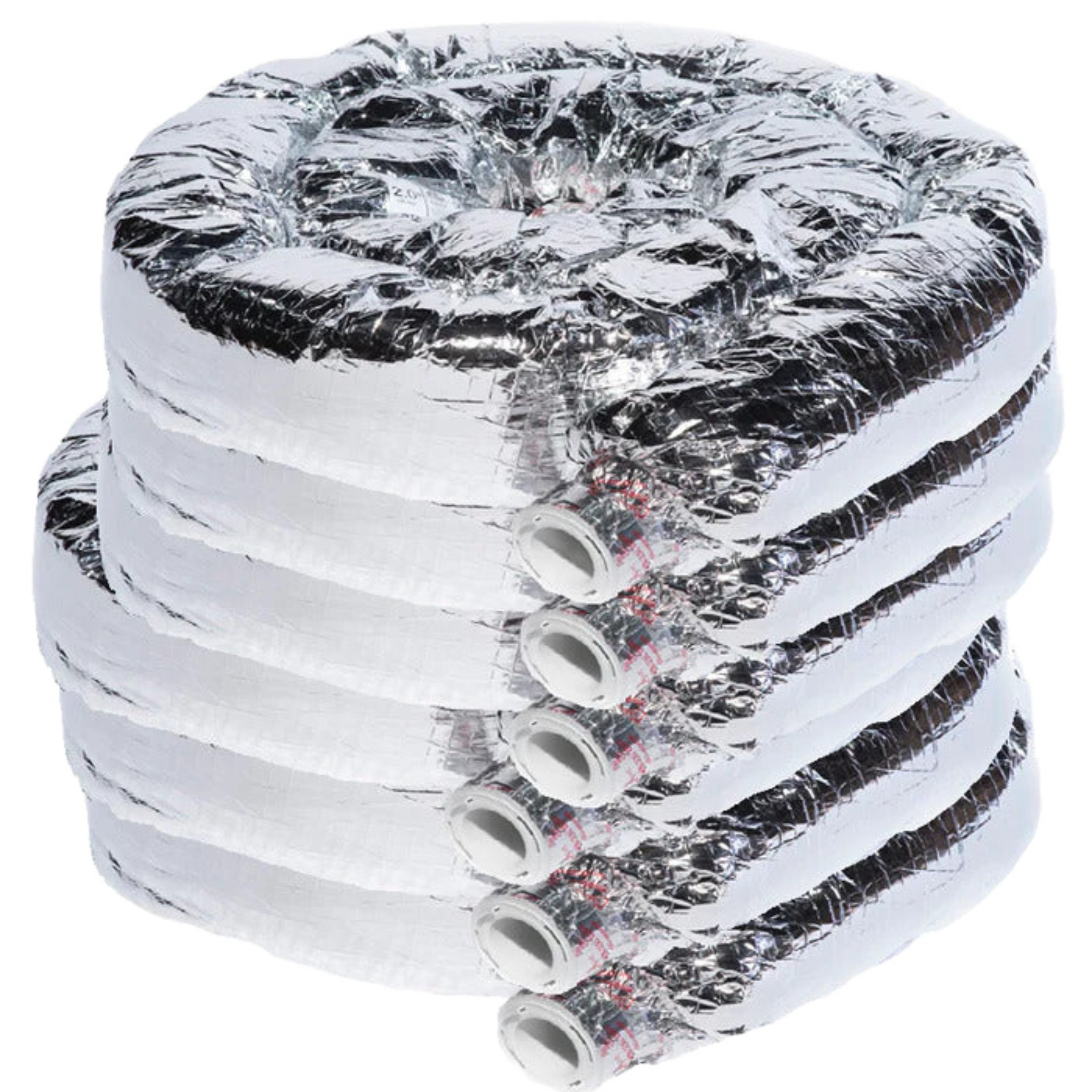UPC-26TCR8-6 Unico Aluminum  Sound Attenuator Tubing with Twist-Fit Connectors, Duct Size 2", 12' Length, R8.0,  Double Vapor Barrier,  6 in a Box (Total 72 Feet)