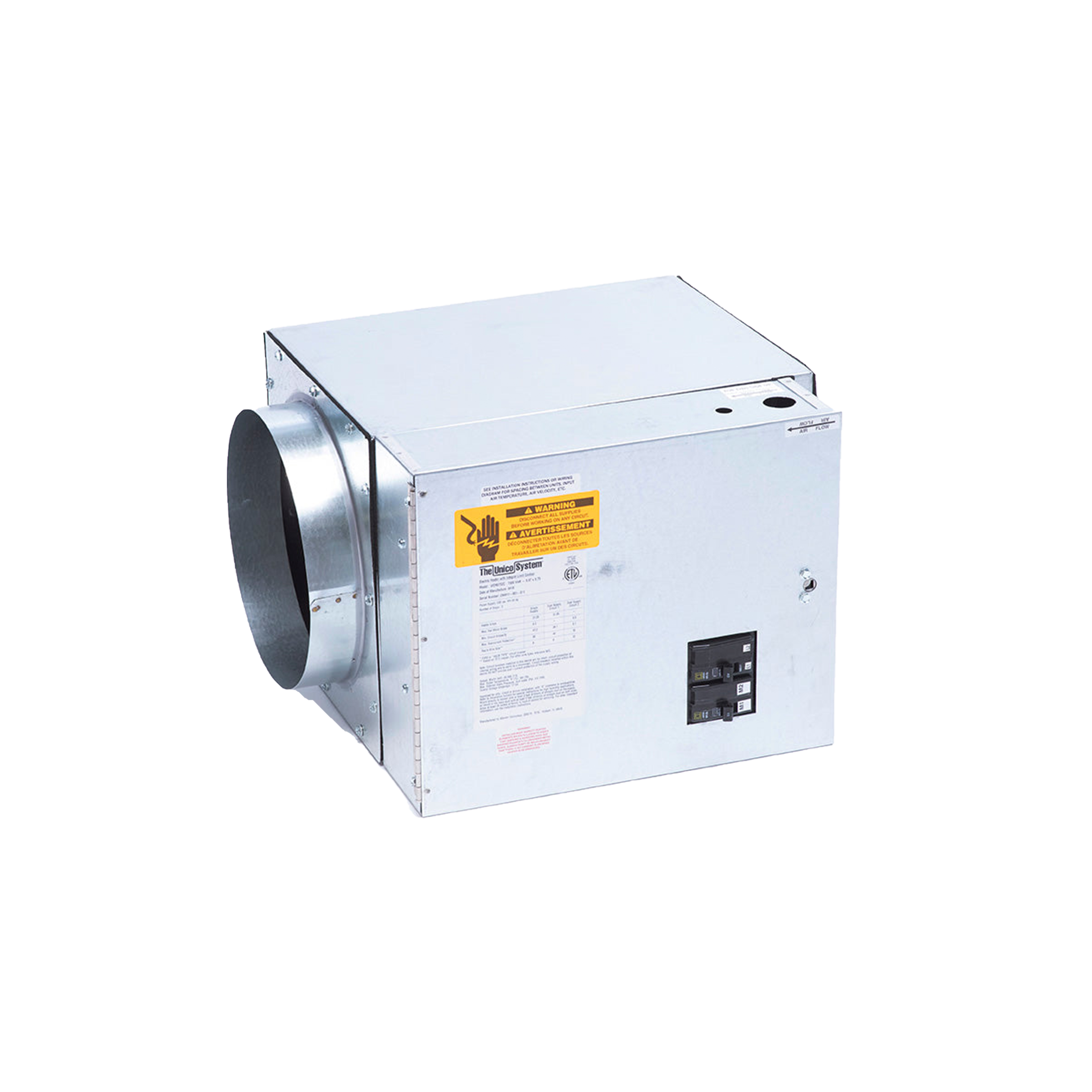 WON0754-C Unico Electric Furnace C Revision, 7.5kW, 3Ph/230V, Capacity 25,590 BTU/h, Matches all Models