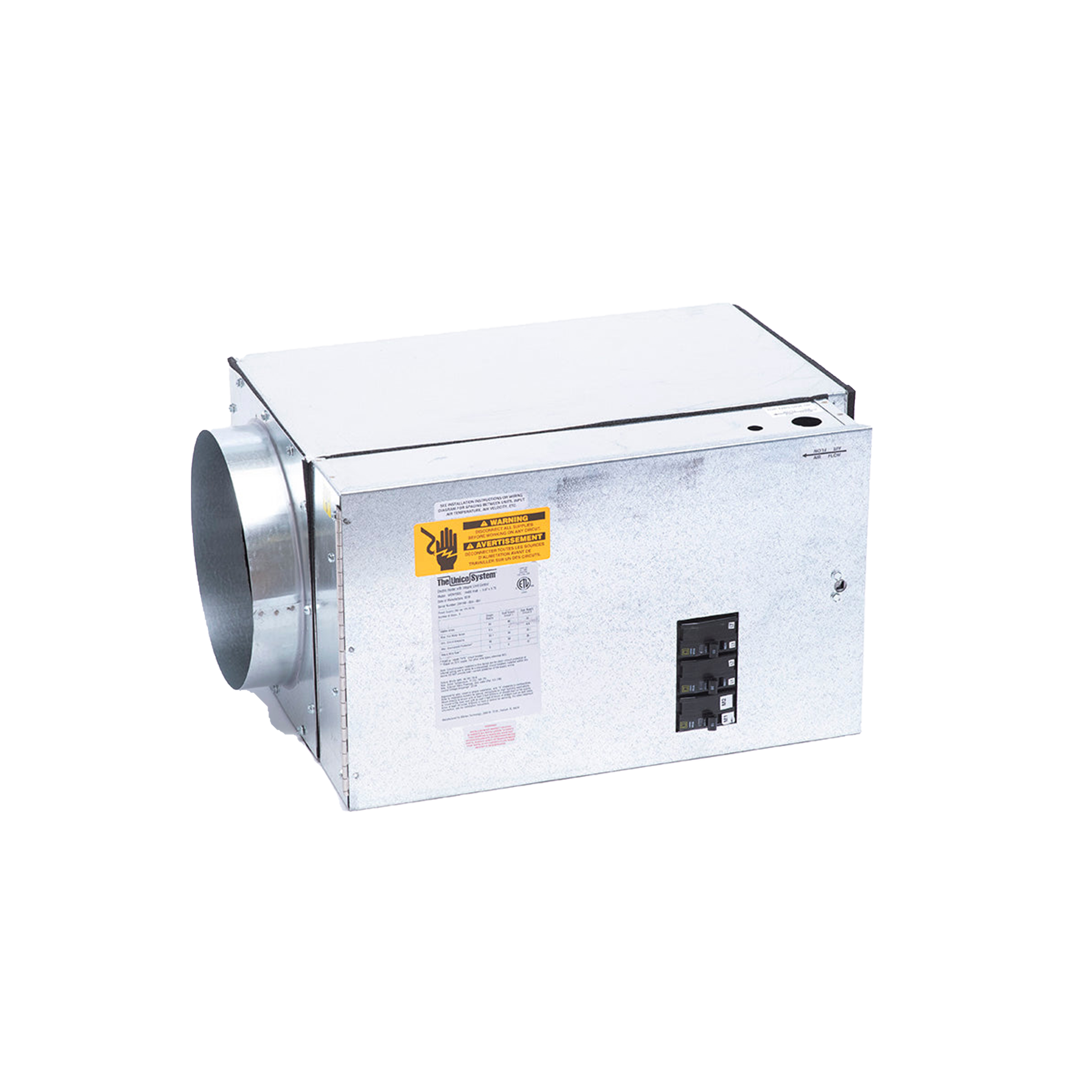 WON1504-C Unico Electric Furnace C Revision, 15kW, 3Ph/230V, Capacity 51,180 BTU/h, Matches 2430, 3642, 4860 Models