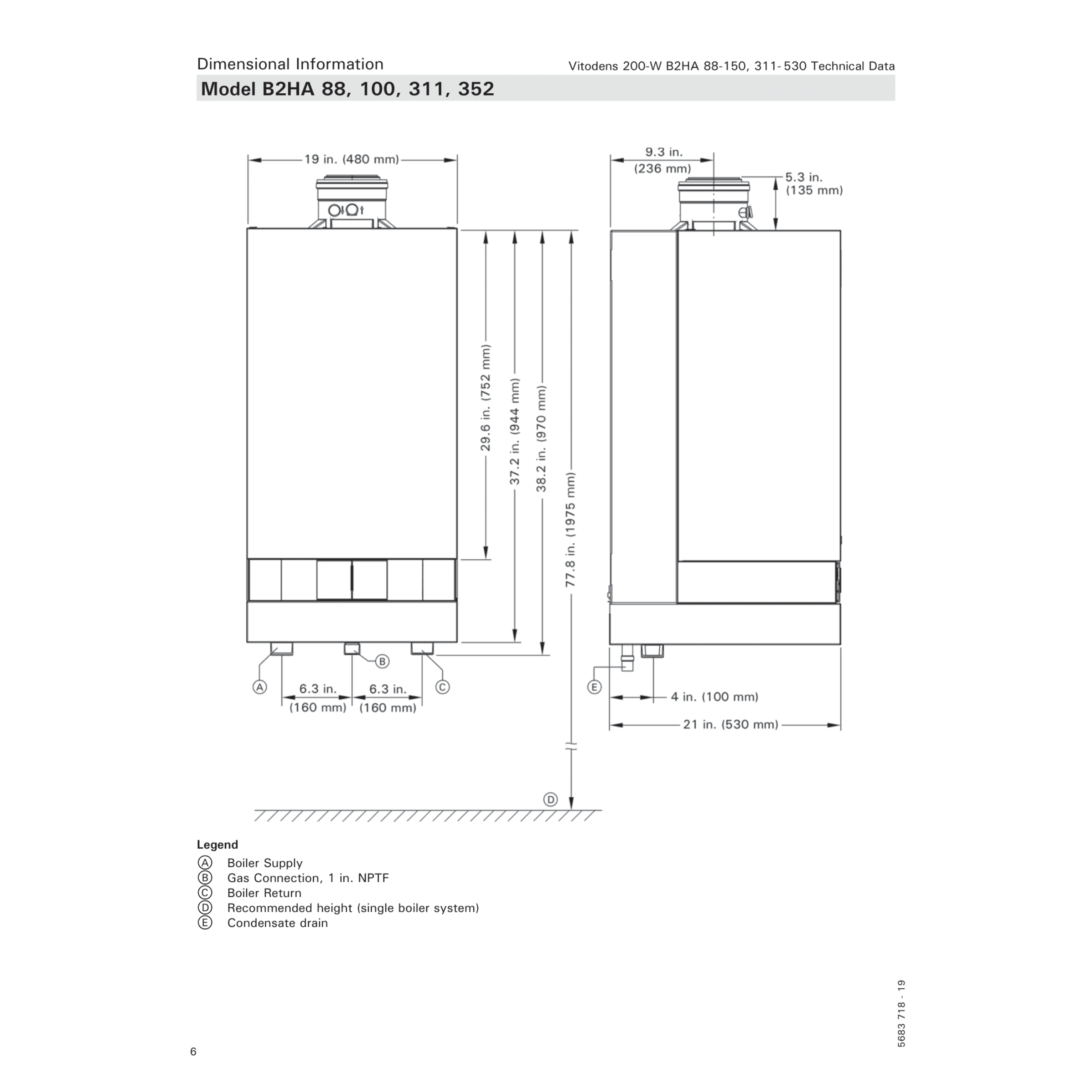 Viessmann B2HA100, Vitodens 200-W Series Condensing Boiler