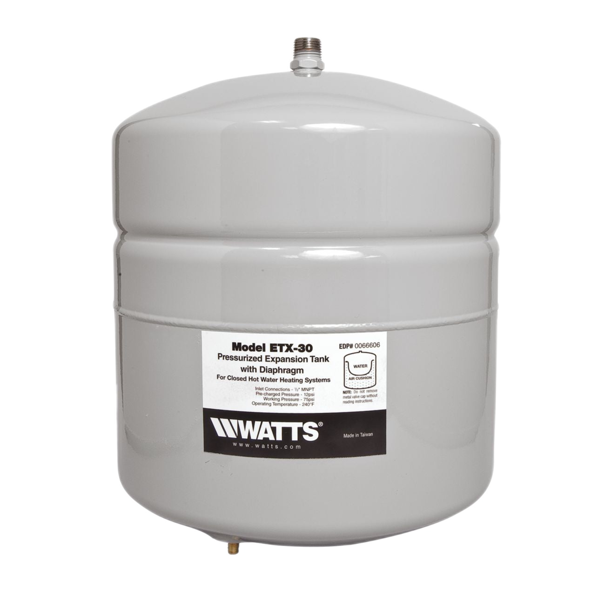 WATTS ET30, Non-Portable Water Expansion Tank, ETX Series, 4.5 Gallons, 75 PSI