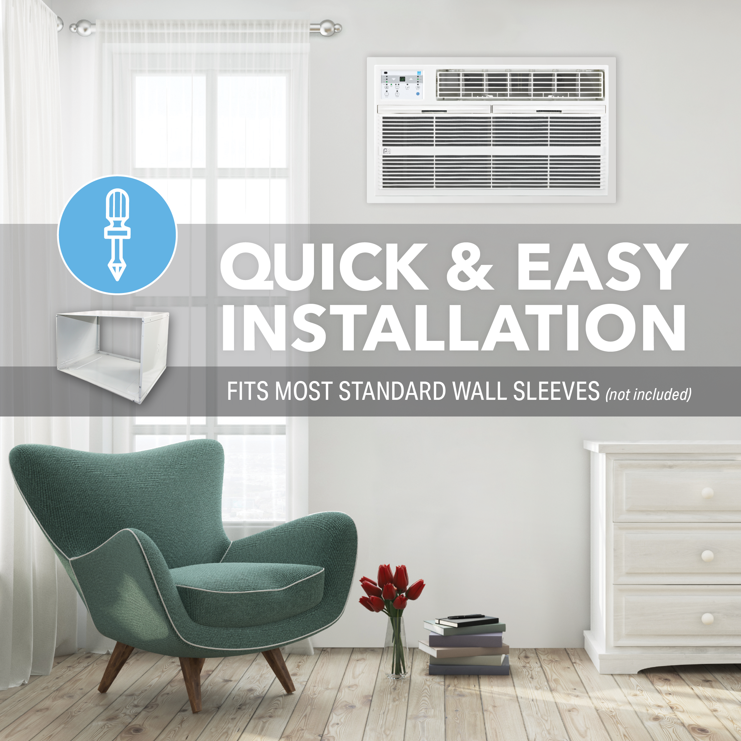 4PATW12000 Perfect Aire 12,000 BTU  Thru-the-Wall Air Conditioner, Sq. ft: 450-550 Coverage, With Remote Control