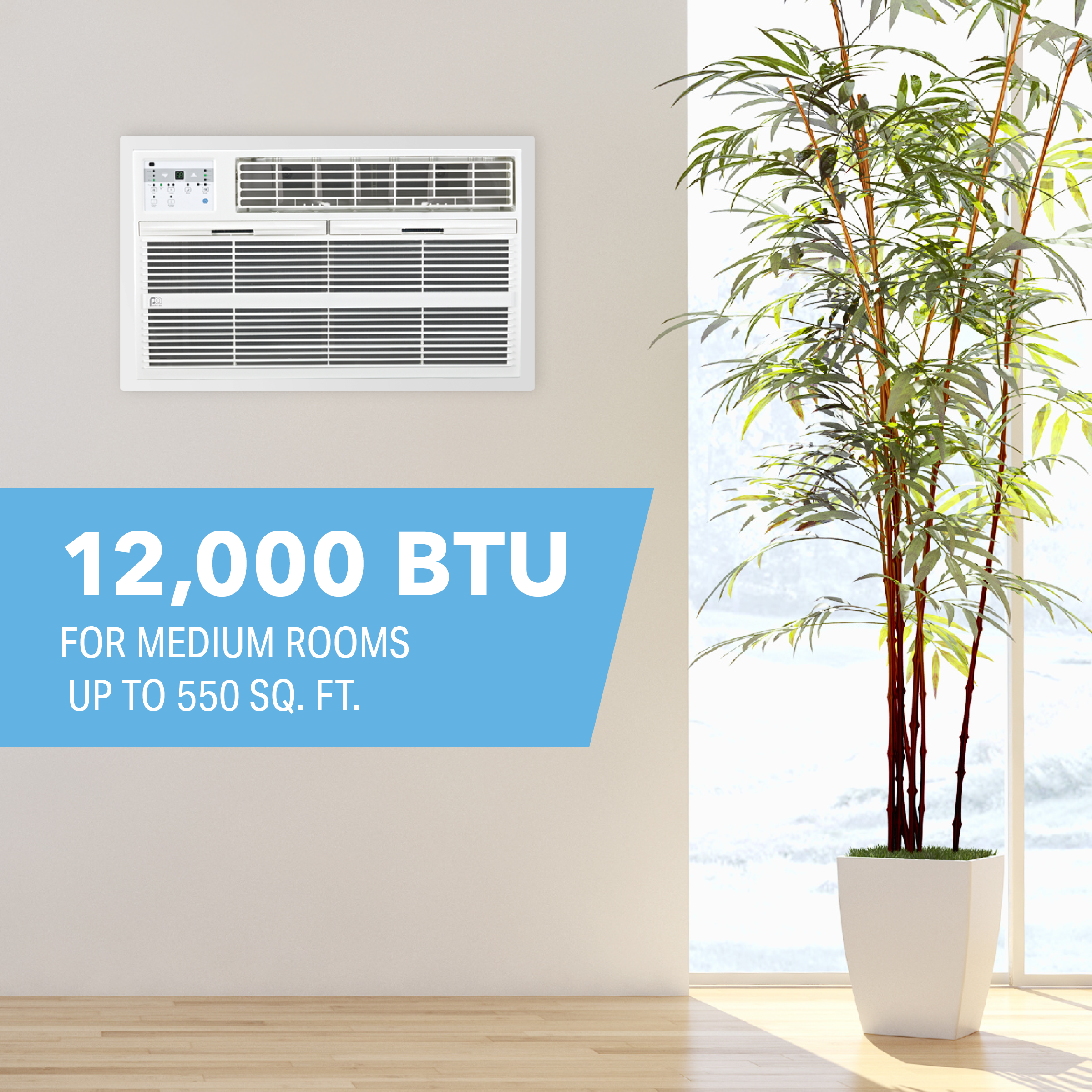 3PATWH12002 Perfect Aire 12,000 BTU Thru-the-Wall Air Conditioner with Electric Heater, Sq. ft: 450-550 Coverage, With Remote Control