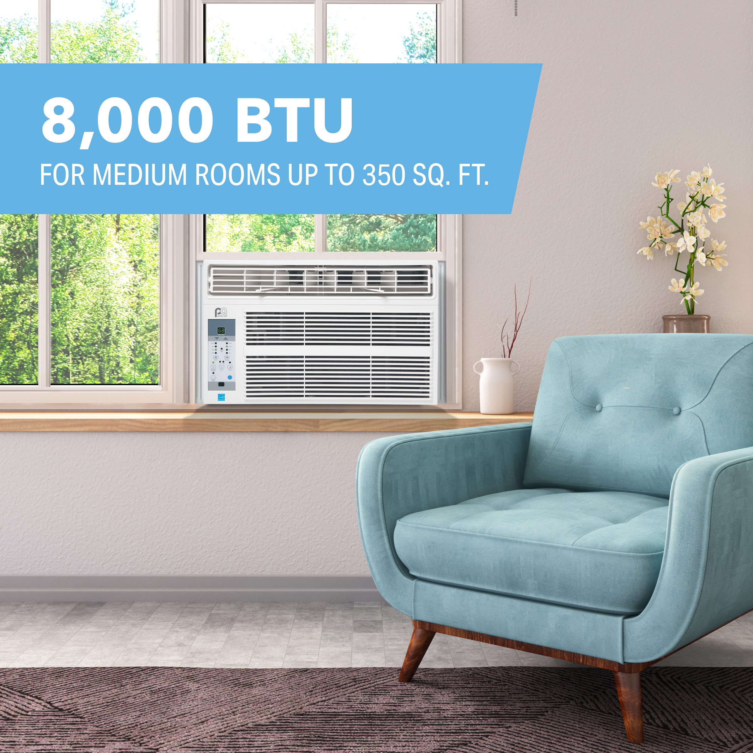 5PAC8000 Perfect Aire 8,000 BTU ENERGY STAR Window Room Air Conditioner, Sq. ft: 300-350 Coverage, With Remote Control